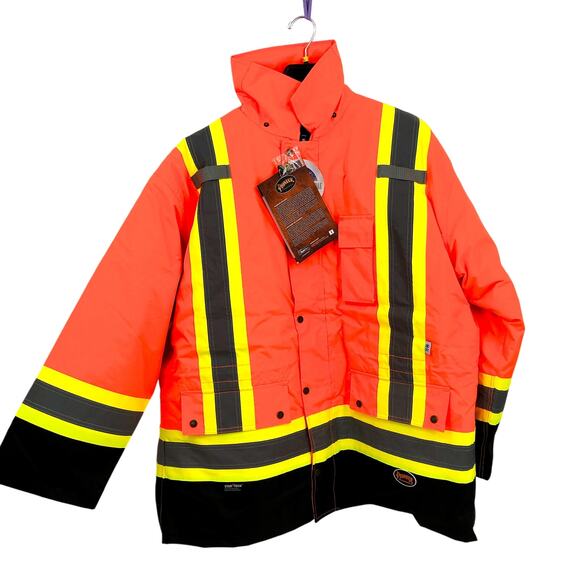 PIONEER Unisex Waterproof 7-in-1 Safety Parka Coat 3XL Hi-Vis Orange NWT - Picture 5 of 13
